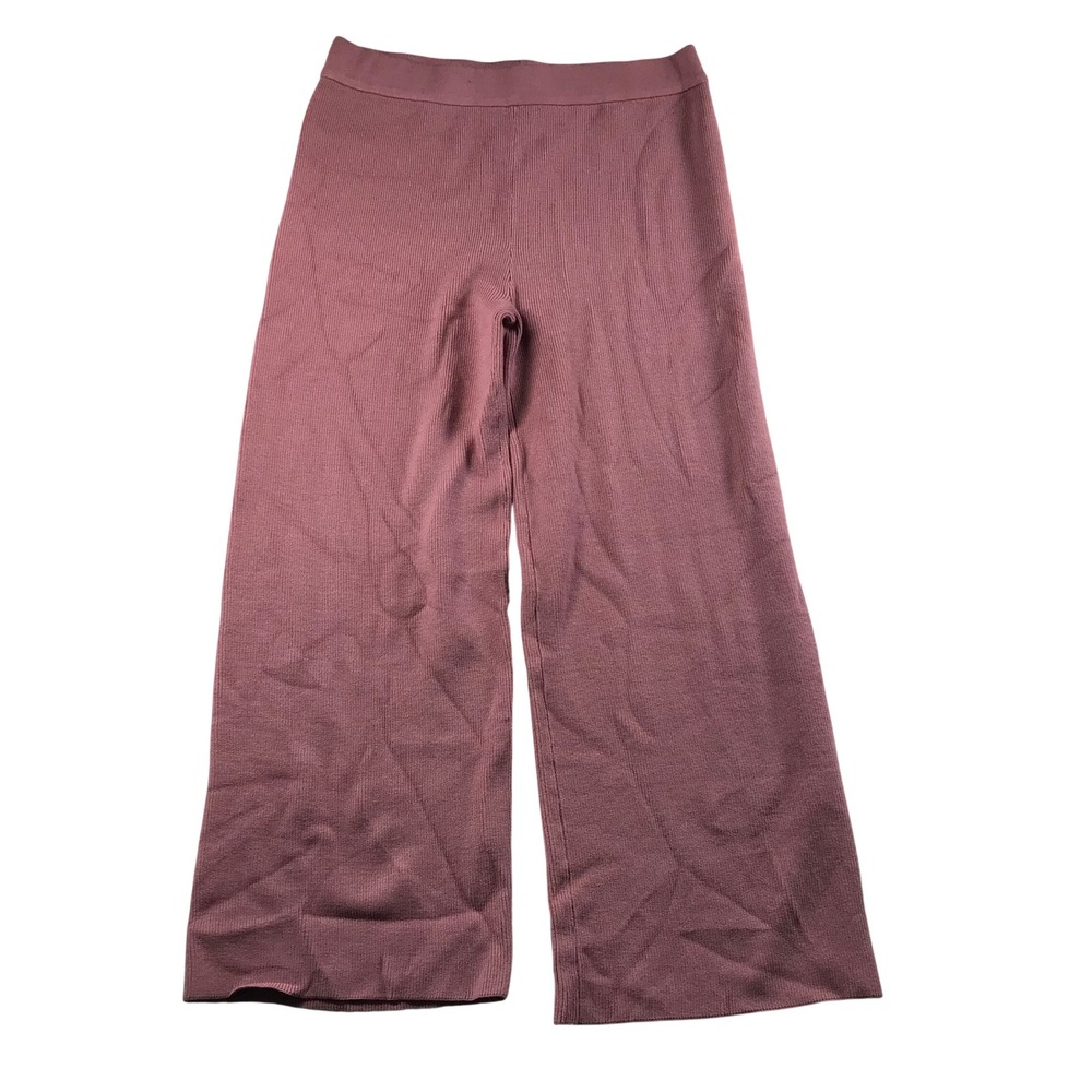 First Love by Lovelyn Mauve Ribbed Knit Wide Leg Pants 3X IP1277X Dusty Rose